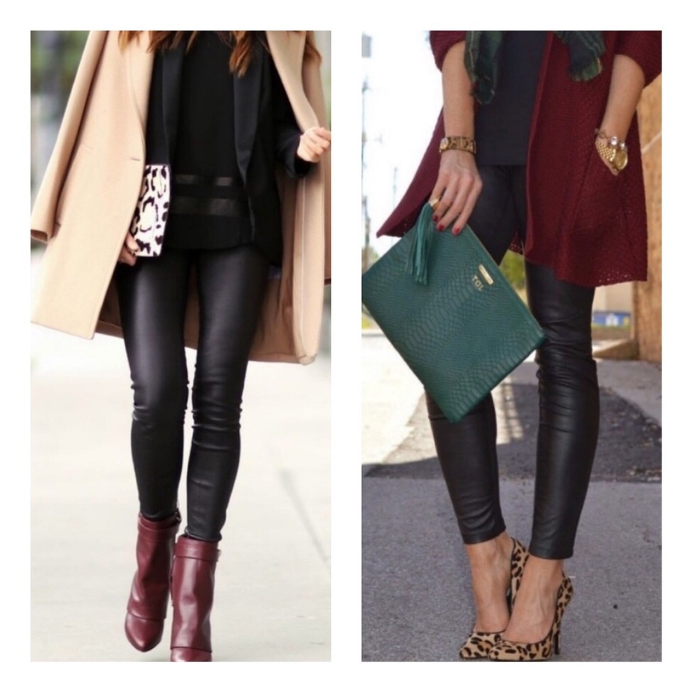 SMALL Black Faux Leather High Waisted Leggings